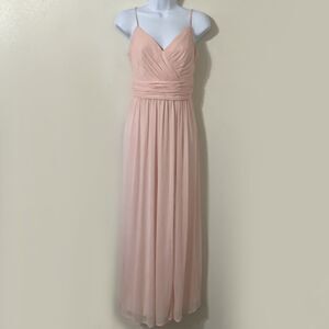 David's Bridal Pastel Pink Draped Summer Grecian Goddess Maxi Slip Dress Size 6